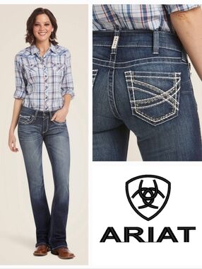 Ariat Women’s Mid-Rise Bootcut Embroidered Jeans in Dark Wash Size 26R